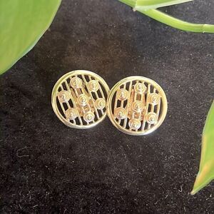 Sarah Coventry Gold-Tone Circular Design Clip-On Earrings